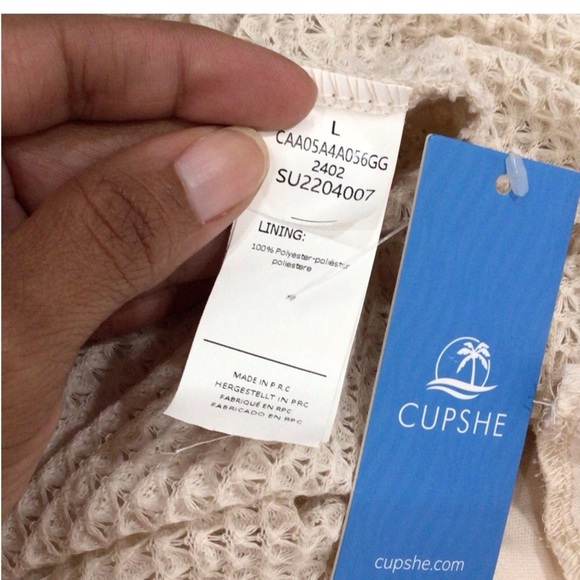 Cupshe Cream Elephant Asymmetrical Ruched One-Shoulder Dress Women’s Size Large - Picture 3 of 5